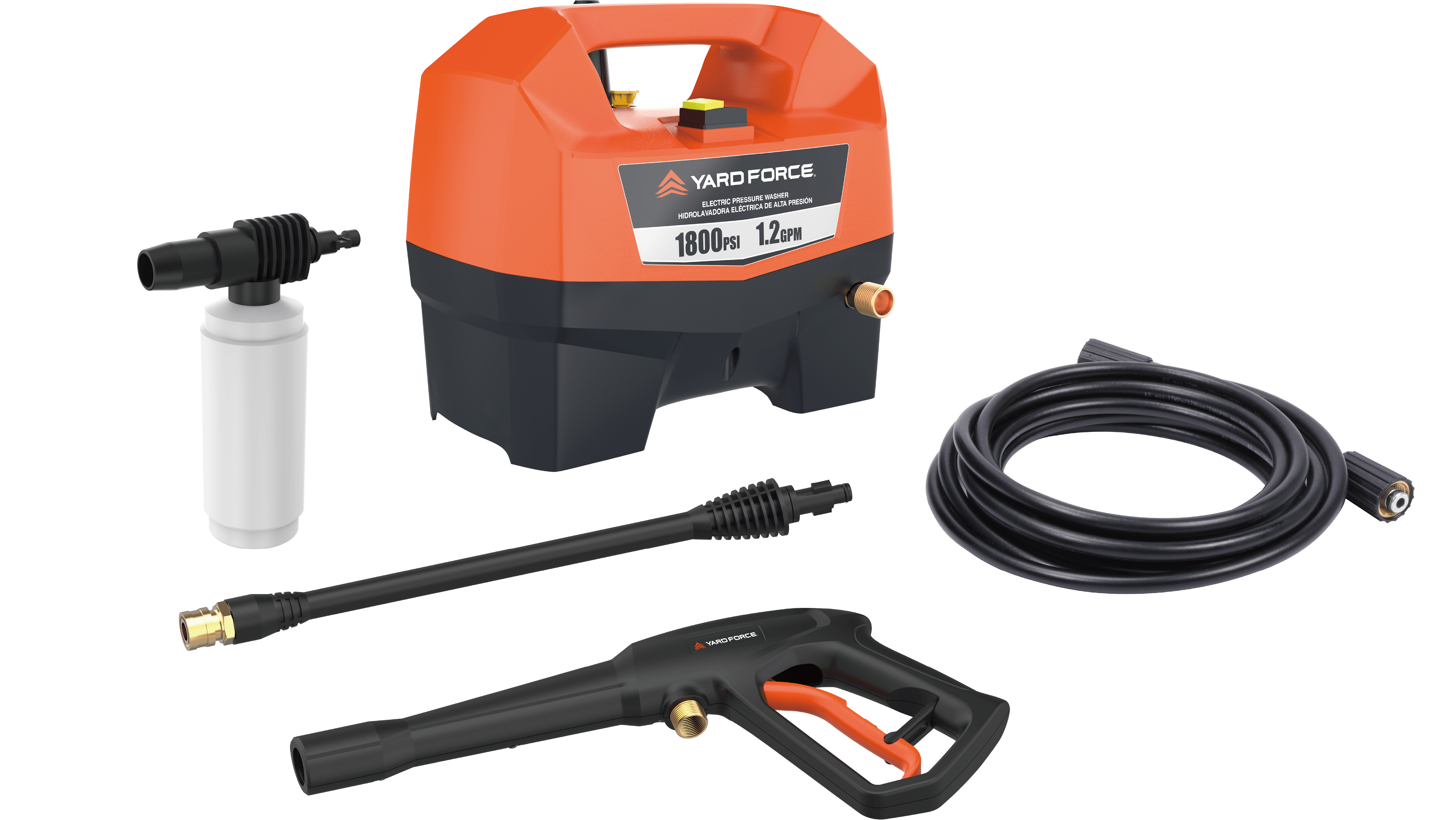 Yard Force YF1800 Electric Pressure Washer, 1800 PSI 1.2 GPM, 13