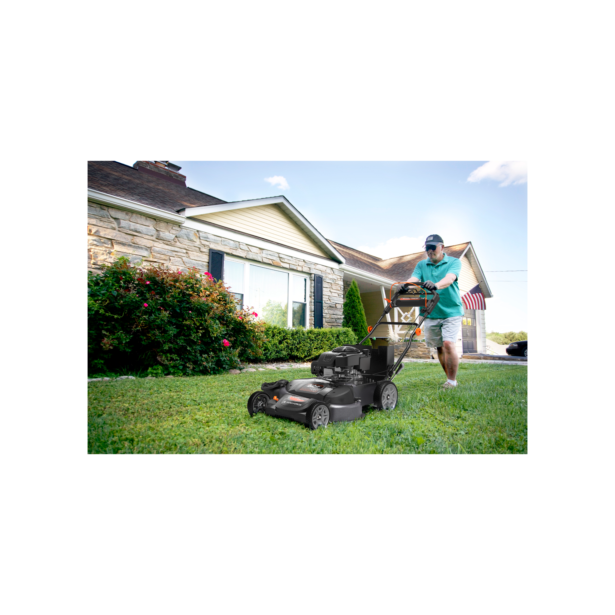 Yard Force YF30-3N1SPV 30 in. Briggs & Stratton 223cc Gas Self-Propelled Lawn Mower, Dual-Blade, 3-in-1, Blade Brake System, Smart Pace