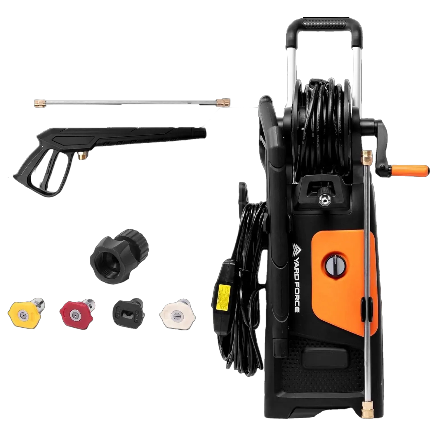 Yard Force 2000 PSI 1.5 GPM Electric Pressure Washer with Built-in Hose Reel & Foam Tank (EW U20)